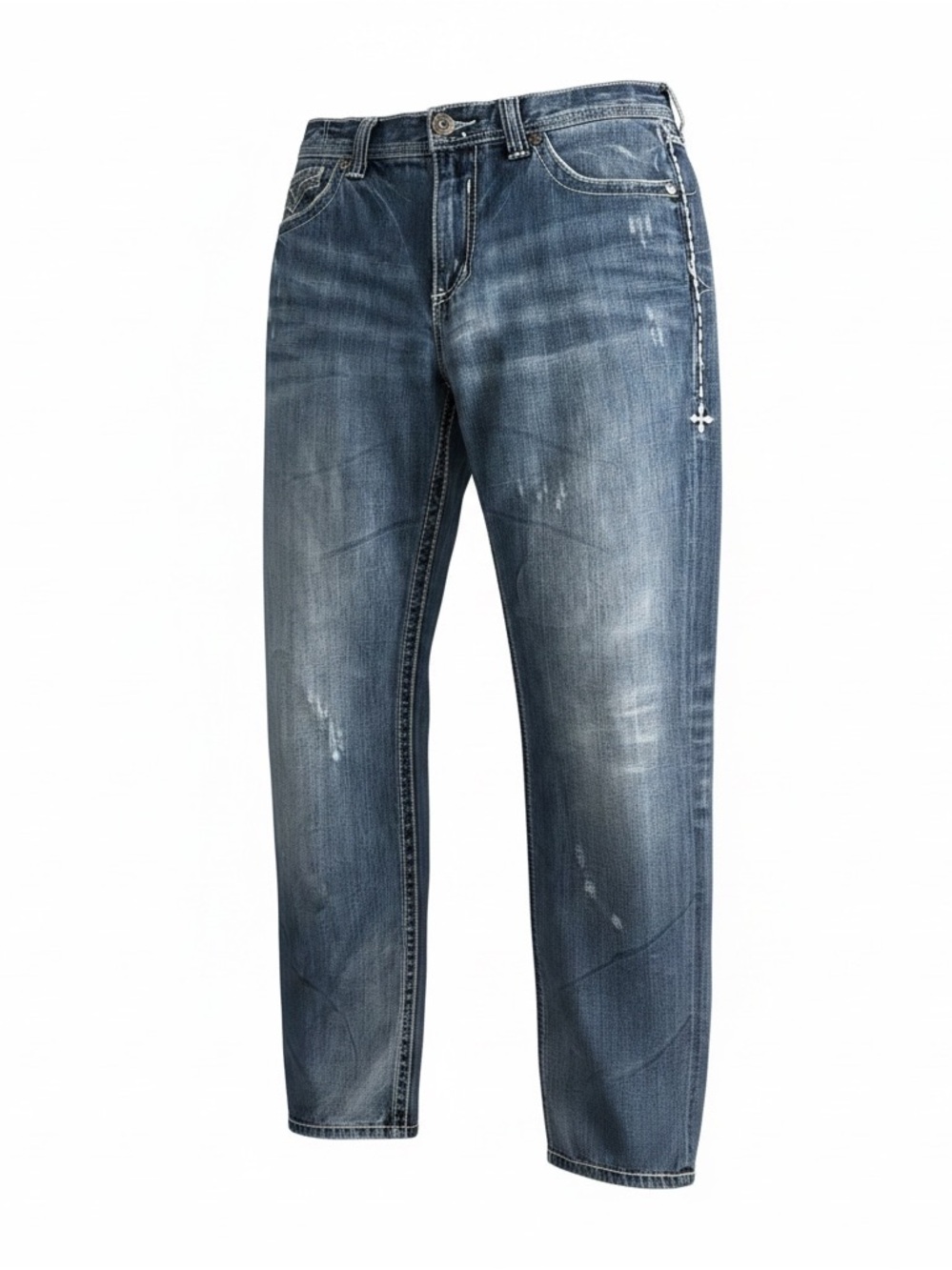 Affliction Blake Jeans Men's 34 Relax Straight Distressed White Embroidery Y2K